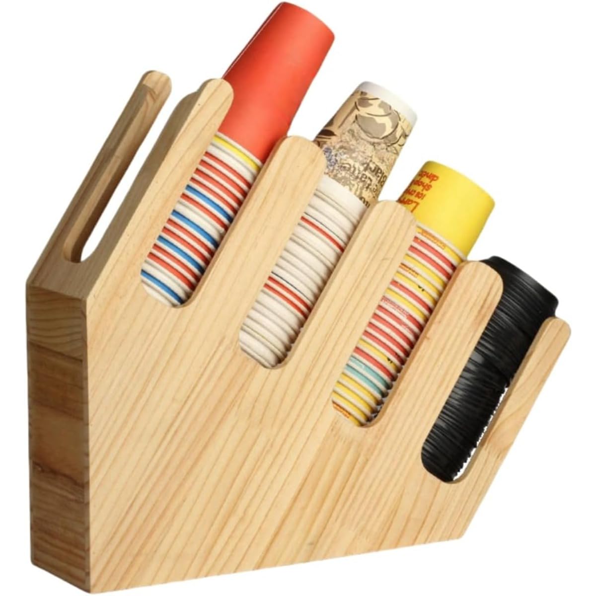 紙コップホルダー カップスタンド 紙コップ ディスペンサー コップ 収納 コーヒーカップ入れホルダー コーヒーやミルクティーショップ向けの業務用紙コップ収納ラック (木の色) ｜擇木ショップ 7,705円