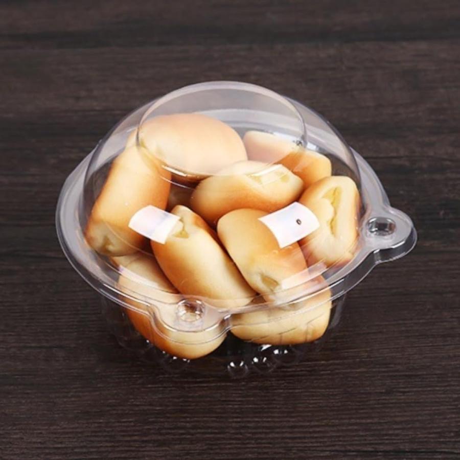 カップケーキホルダー 200個 クリア プラスチック ドーム シングル カップケーキ ボックス マフィン コンテナ 個別 ケース かわいい ミ｜擇木ショップ