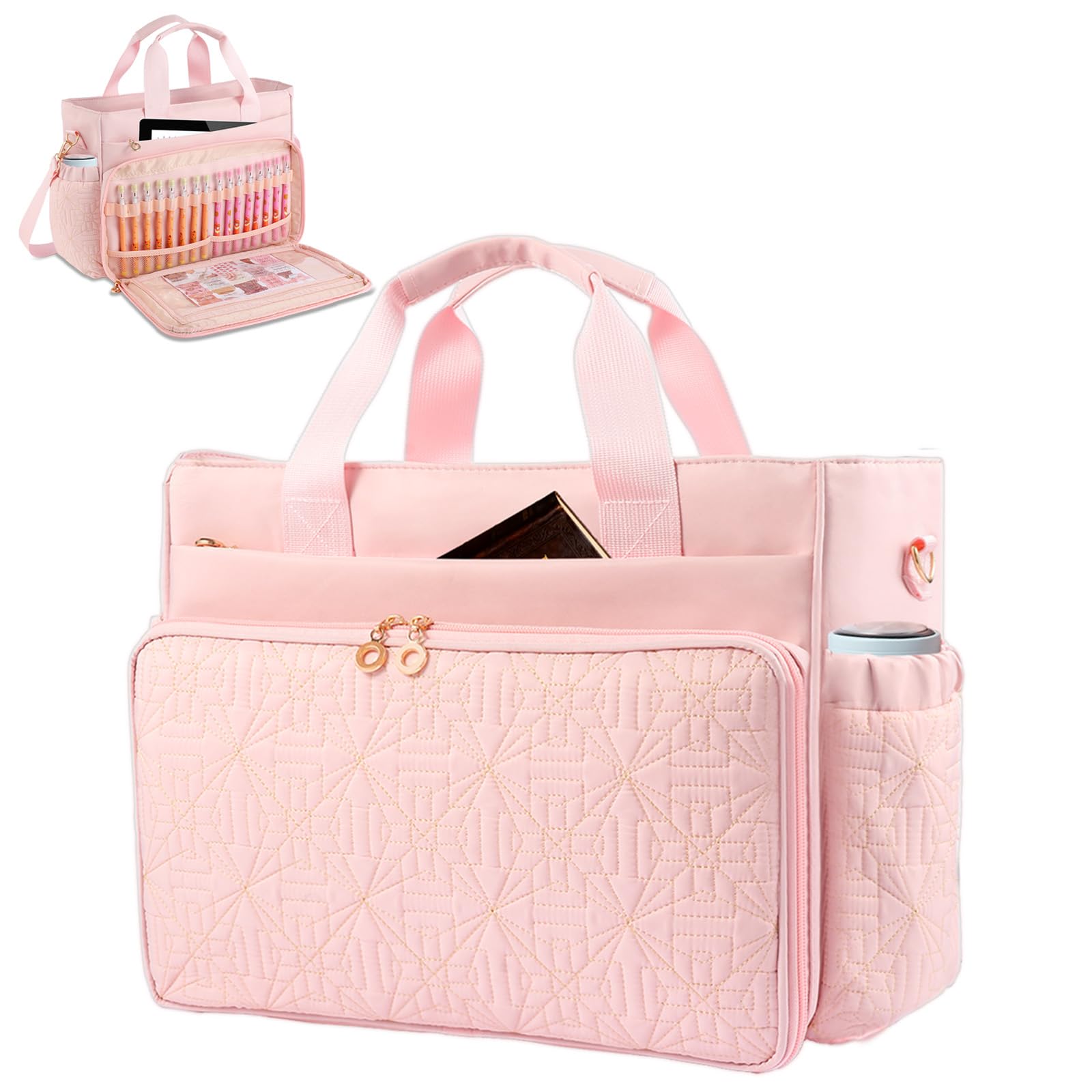 女性用バイブルカバーケース付き大型バイブルバッグ, ピンク, 2|擇木ショップ