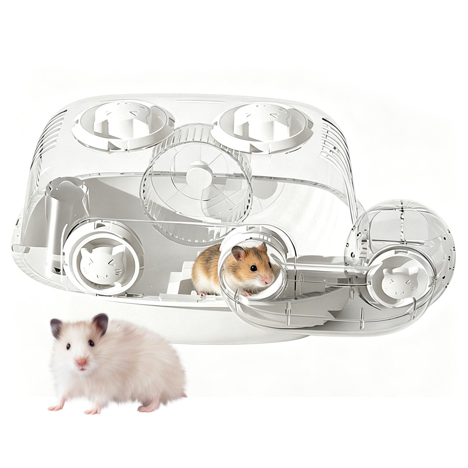 ジャービル用ケージ,透明ペット用飼育ケージ トンネル付き | 小動物向けの巣作り用エンクロージャー - ドワーフハムスター、フェレット、スナネズミ、ハリネズミ、チンチラ、ウサギ用｜擇木ショップ