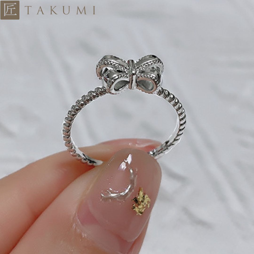 リボンリング リボン リング シルバー925 ホワイトゴールド ぷっくり リボンモチーフ｜TAKUMI（匠） リング ネックレス..