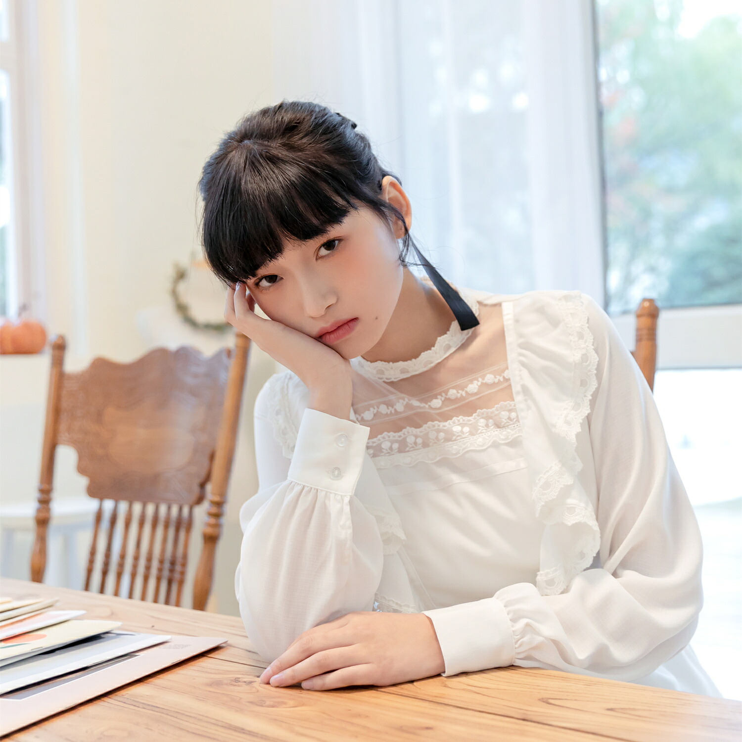 DreamSwing　透けワンピース　シフォン　レース　フリル　ホワイト　妹コーデ　ヴィンテージワンピース　レトロ　ロングワンピース　マキシ丈　ガーリー　萌え萌え　可愛い　乙女系　姫系　DS438　春夏　レディースファッション｜匠小町 鎌倉