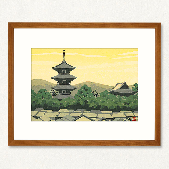 【低価新品】井堂雅夫　　　木版画　 　　「薬師寺の夏」 　　限定250部　　　1996年製作 木版画