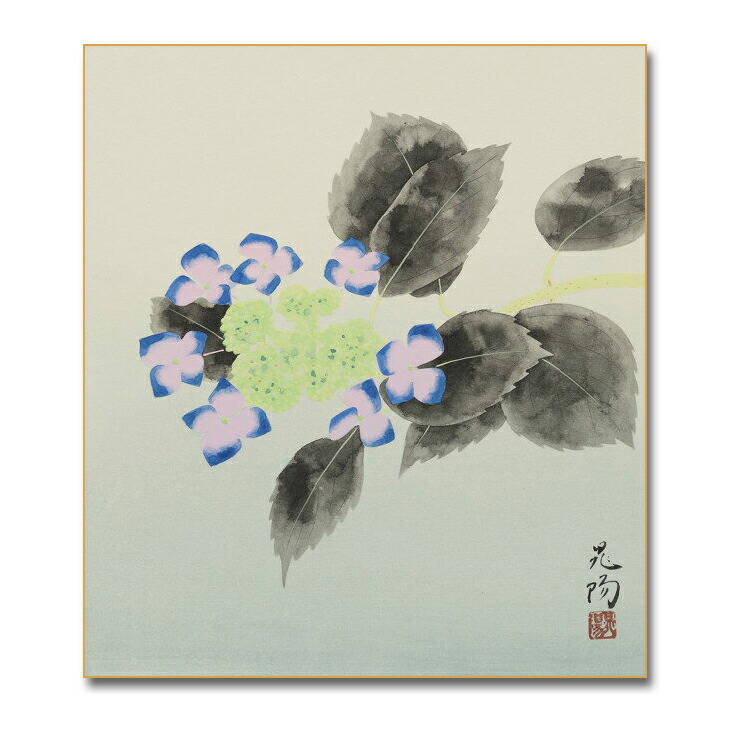 平野勝　日本画 夏　フヨウの絵　額付き 平野勝日本画 夏フヨウの絵額付き