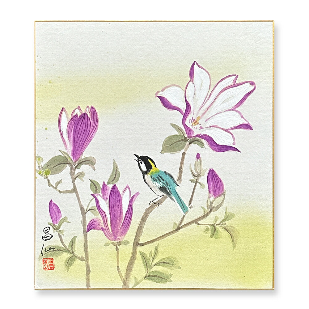 8/31セール日本画 蓮の絵画 楽天市場】≪メール便対応≫アウトレット色紙 春【紫木蓮 012