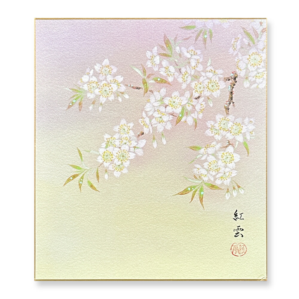 8/31セール日本画 蓮の絵画 楽天市場】≪メール便対応≫アウトレット色紙 春【紫木蓮 012