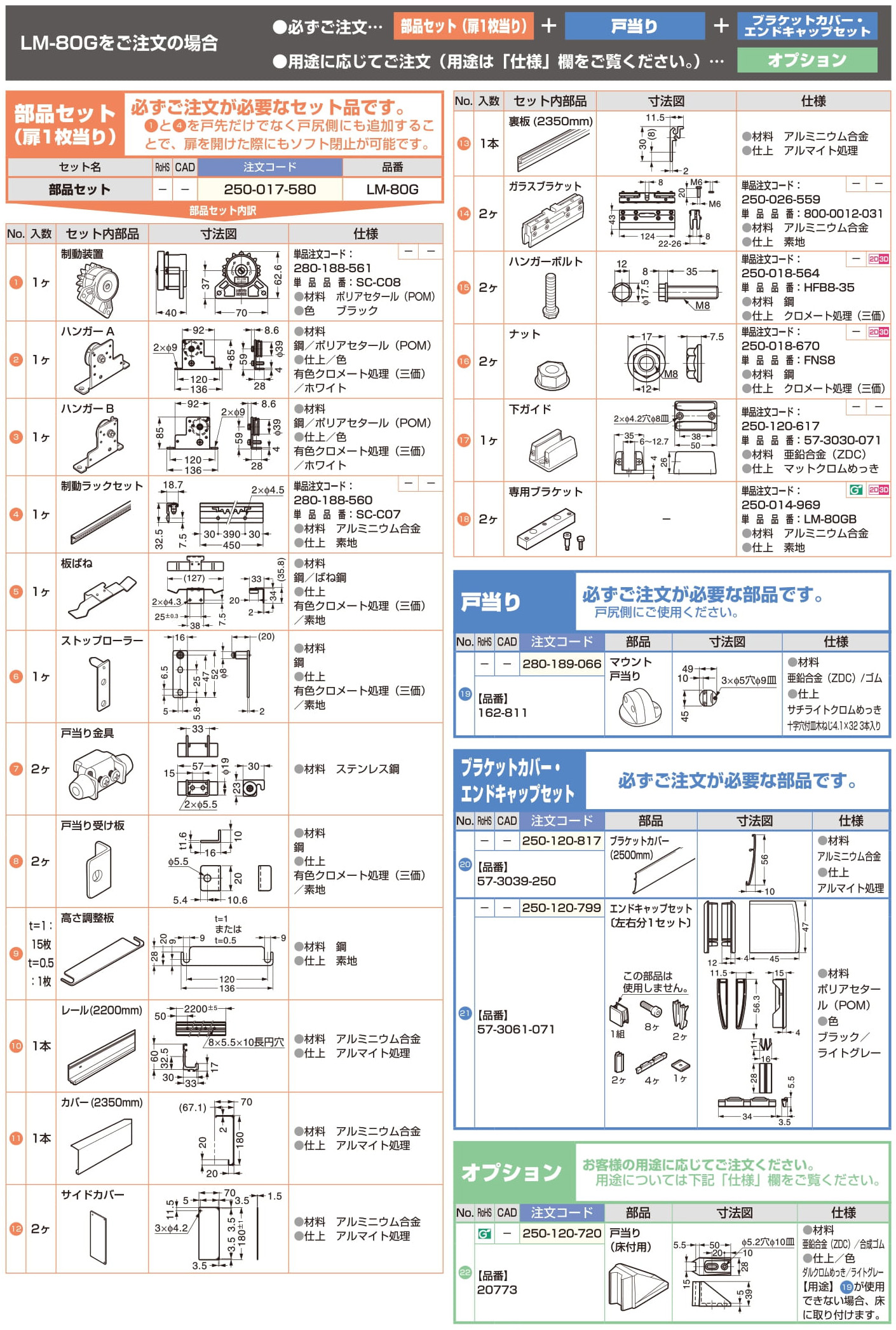 LAMP スガツネ工業オートマチック終う硝子引戸 下地ハイラート LM-80G 