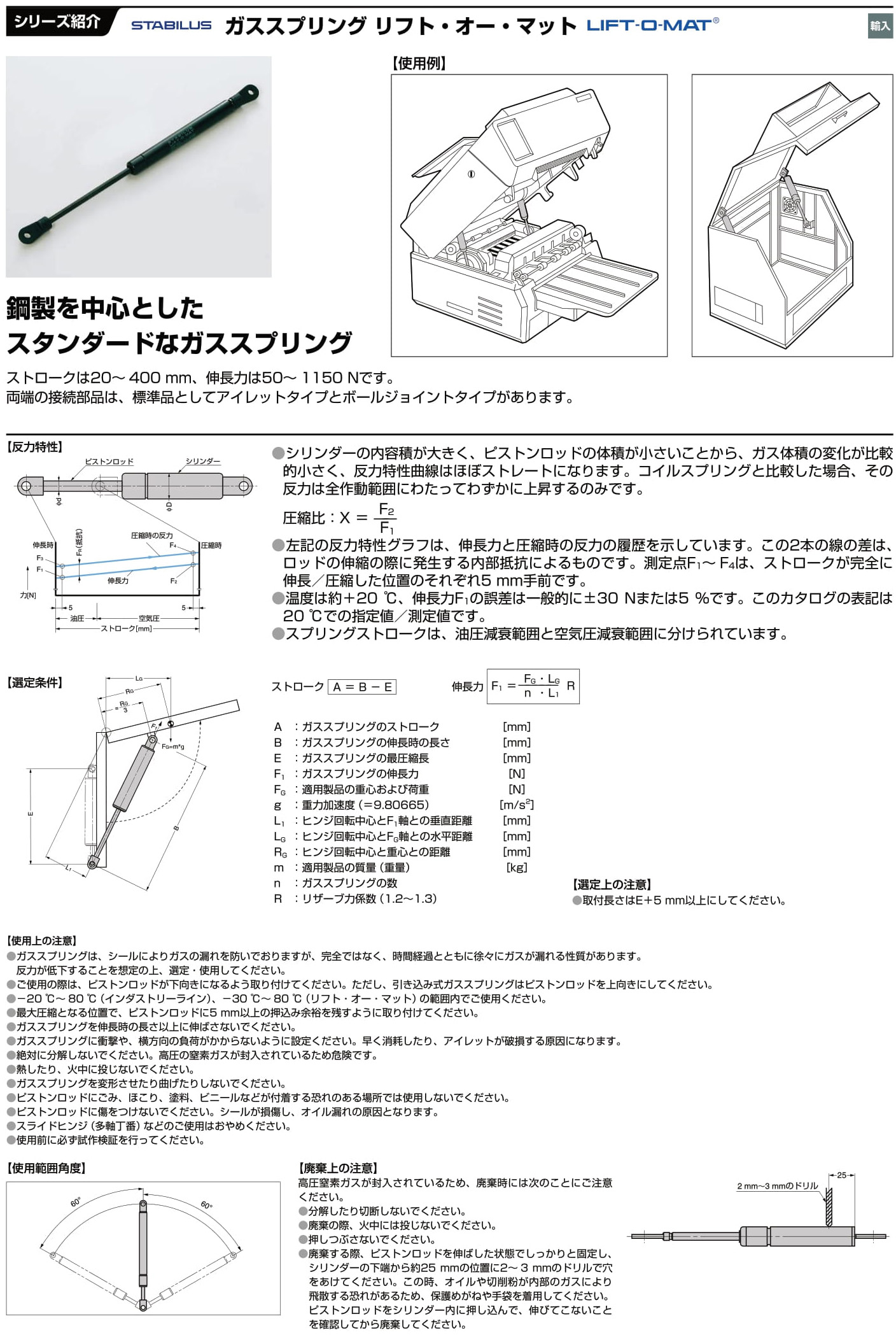 SUGATSUNE スガツネ工業 ガススプリング リフト・オー・マット LIFT-O