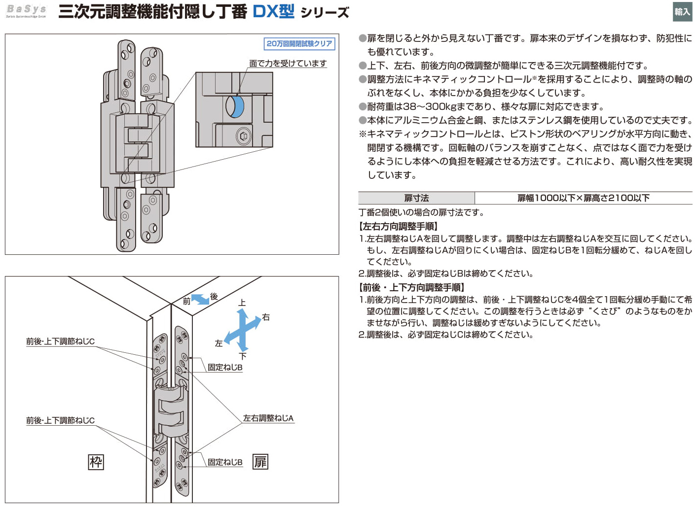 2021春夏新作】 LAMP スガツネ工業BaSys ベーシス ステンレス鋼製 三次元調整機能付隠し丁番 DXE100品番 DXE100注文コード  170-017-704主材料 ステンレス鋼 SUS430 仕上 素地調整方法 キネマティックコントロール耐荷重kgf 2ヶ 120※1ヶ入です  fucoa.cl