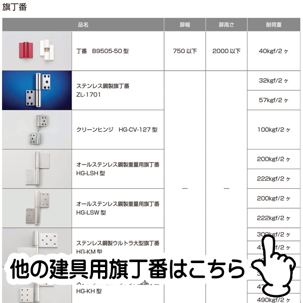 右用 左用主材料hg Kh型品番ヘアライン仕上耐荷重kgf 2ヶ超重量扉に適した極厚丁番です 可動部にスラストベアリングが入っているため 動きがとてもスムーズです 大型扉 門扉 その他重量物の回転機構などに 300 1ヶ入です 建築金物 工具専門店たくみちゃん