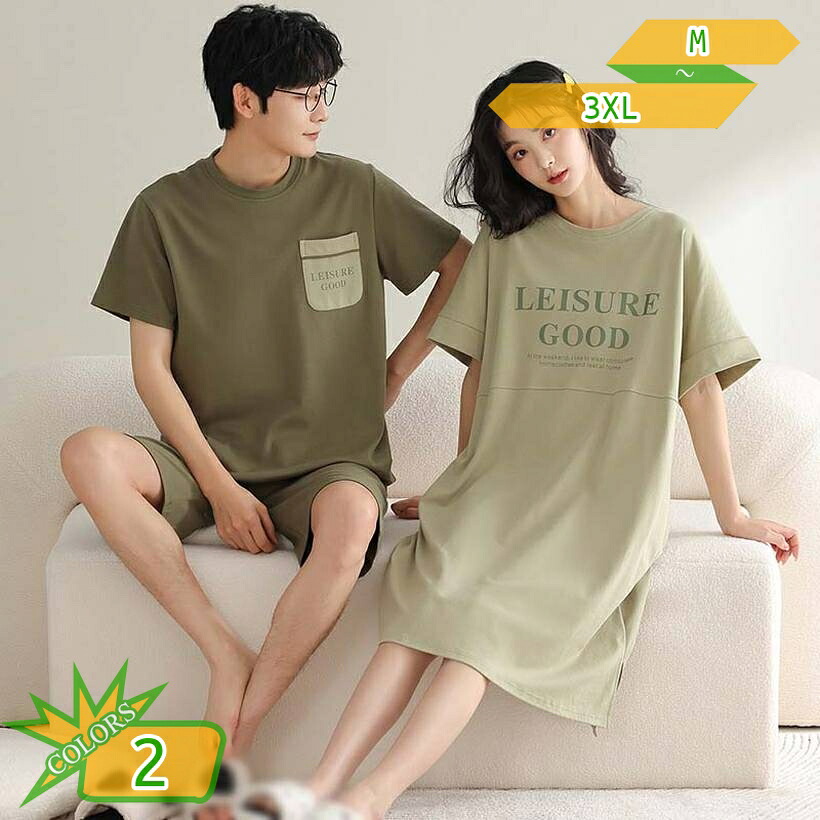 1000円OFFクーポン ペア パジャマ 半袖 上下セット 夏 男女 パジャマ ペア 寝巻き おしゃれ パジャマ メンズ レディース 半袖 綿 部屋着 パジャマ ネグリジェ レディース 半袖 可愛い ルームウェア ペア パジャマ 綿 シンプル 結婚祝い takushistore｜takushistore