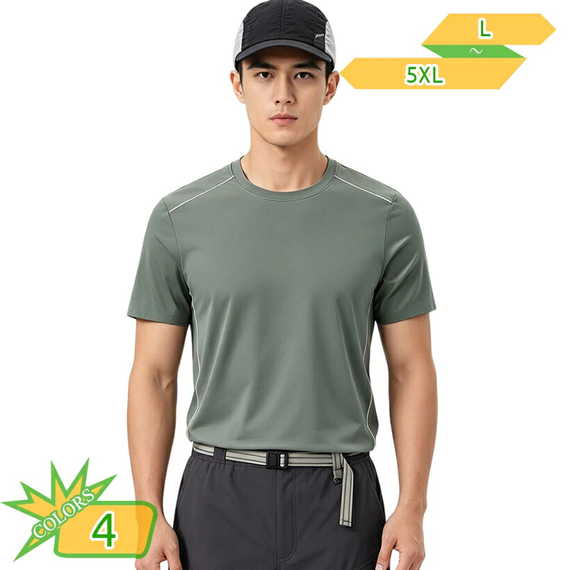 ｔシャツ メンズ 半袖 動きやすい スポーツ インナー クルーネック シャツ 薄手 トップス ドライタッチ風 運動 ランニング ジョギング 散歩 部活 アウトドア 大きいサイズ 吸汗風 通気 takushistore｜takushistore
