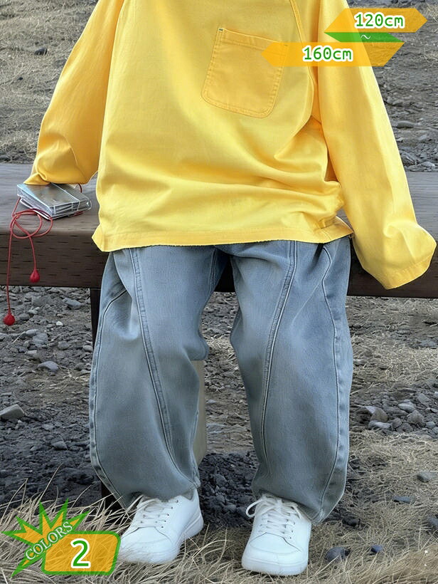 キッズ デニムパンツ ワイド 男の子 女の子 ボトムス ジーパン ロングパンツ ガールズ ボーイズ 小学生 子供服 ジュニア カジュアル 薄手 通学 春 秋 takushistore 12,435円