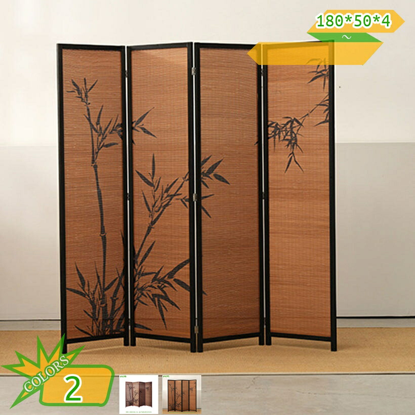 2000円OFFクーポン パーテーション 間仕切り 高さ180cm 4連 直線 自立 可動式 折りたたみ 組立不要 竹編み 衝立 4面 4枚 4つ折り 目隠し スクリーン ついたて パーティション ルームディバイダー 軽量 持ち運びに便利 部屋 在宅ワーク takushistore|takushistore