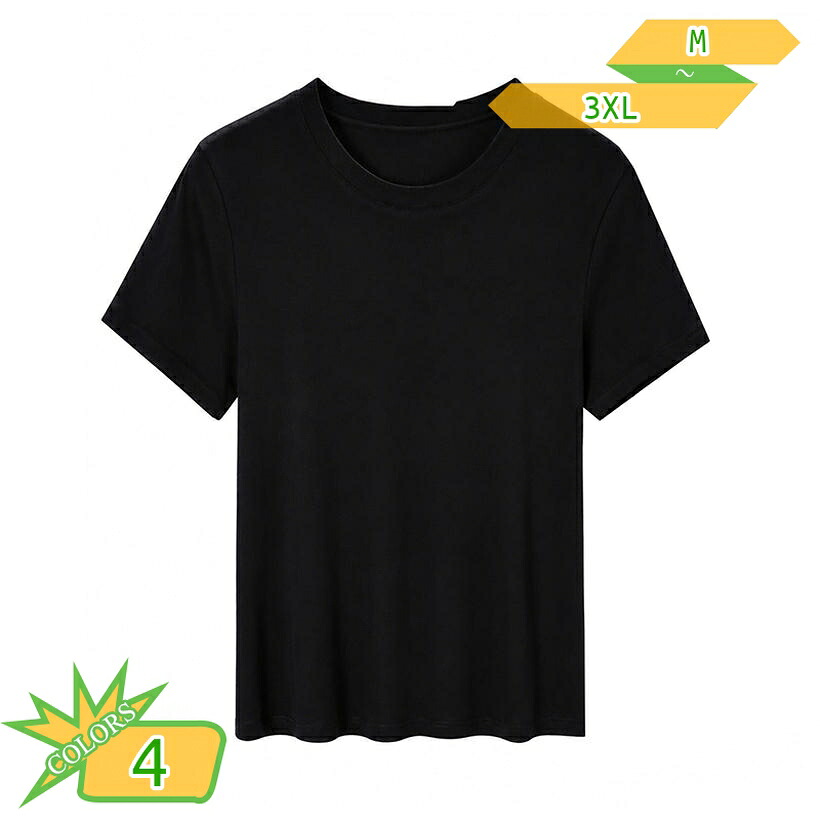 着痩せ Tシャツ レディース 半袖 丸首 インナー カットソー トップス シンプル ベーシック 薄手 すっきり見え カジュアル 通勤 通学 普段着 デイリー ゆったりサイズ takushistore｜takushistore