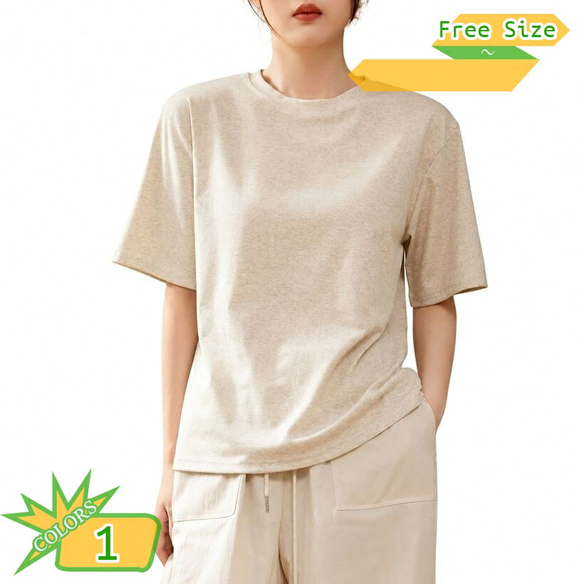 Tシャツ レディース 半袖 カットソー クルーネック ゆったり 体型カバー プルオーバー トップス カジュアル 無地 春夏服 お出かけ 大きいサイズ takushistore｜takushistore 8,419円
