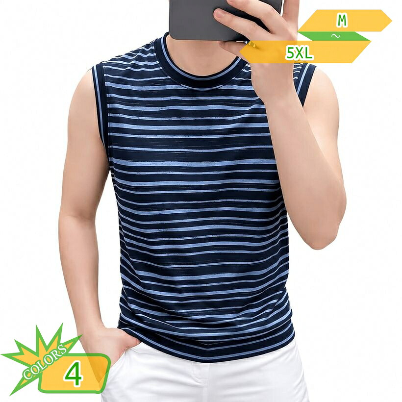 ノースリーブ Tシャツ メンズ 体型カバー タンクトップ ルーズフィット クルーネック カジュアル トップス プリント 総柄 おしゃれ 夏用 レイヤード インナーウェア ゆったりサイズ 大きいサイズ takushistore｜takushistore