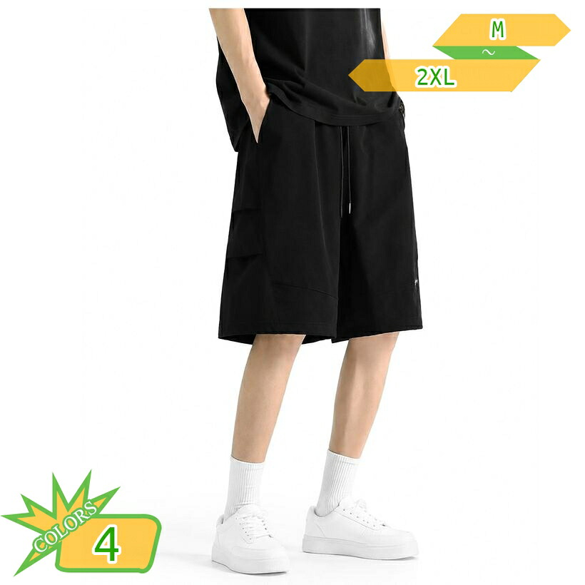 ショートパンツ メンズ 五分丈 着痩せ見え ハーフパンツ カーゴショーツ ワイドシルエット ウエストゴム ドローストリング スポーティ カジュアル ボトムス レジャー 大きいサイズ takushistore|takushistore