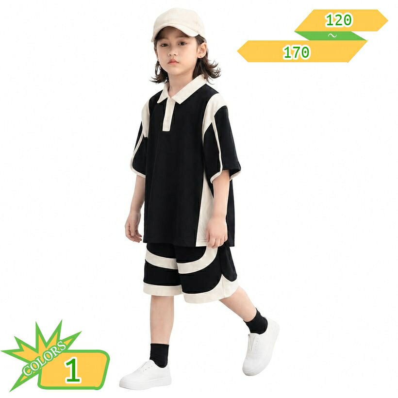 子供服 セットアップ 着痩せ 男の子 ポロシャツ 上下セット 半袖 シャツ ショートパンツ ジュニア スクール 運動着 アウトドア カジュアル スポーツ ストリート系 部屋着 夏用 おしゃれ takushistore｜takushistore