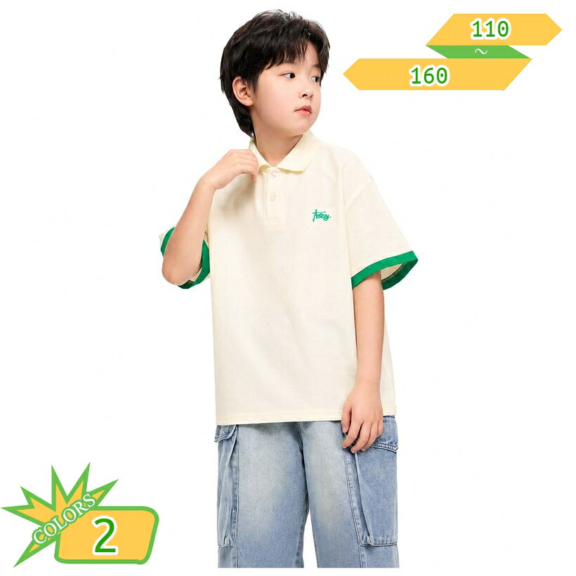 ボーイズ ポロシャツ 半袖 体型カバー 子供服 男の子 トップス 襟付き シャツ カジュアル ジュニア 通学 通園 運動着 普段着 小学生 中学生 春 夏 さわやか takushistore｜takushistore