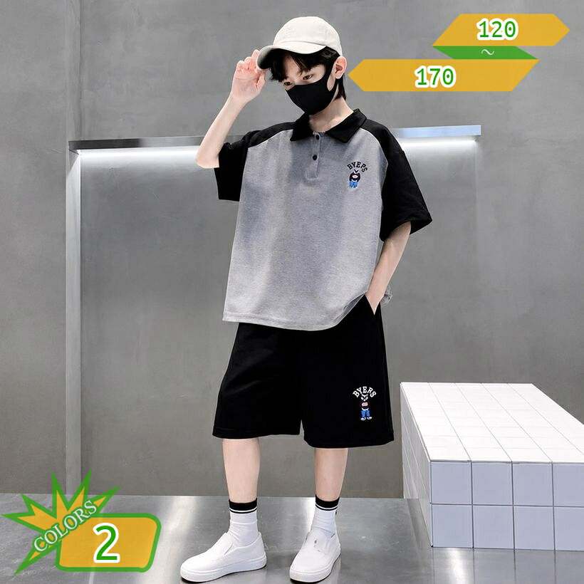キッズ ポロシャツ セットアップ 半袖 男の子 夏服 上下セット ゆったり 子供 ジュニア スポーツ ウェア 襟付き tシャツ ショートパンツ 通学着 通園着 部活 クラブ 運動会 takushistore｜takushistore