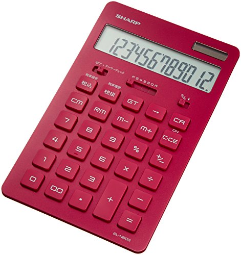 シャープ 12桁デザイン電卓(ナイスサイズタイプ) レッド系 EL-N802-RX