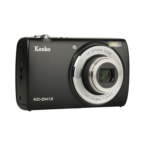 ケンコー(Kenko) コンパクトデジタルカメラ KC-ZM13 BK 光学5倍ズーム 有効画素数約1600万画素 2.7インチIPSタッチパネルモニター 自撮り用サブカメラ コンパクトデザイン ブラック 446775