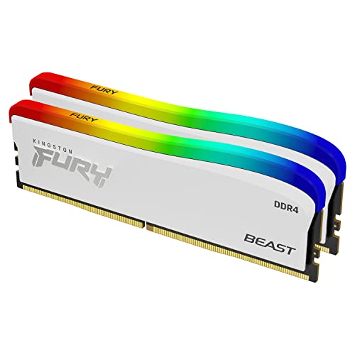 Kingston キングストン FURY デスクトップPC用 白いメモリ DDR4 3600MT/秒 8GB 2枚 Kingston FURY Beast ビースト RGB CL17 KF436C17BWAK2/16 製品寿命期間保証