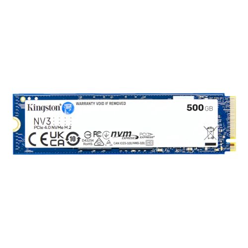 キングストンテクノロジー Kingston SSD NV3 500GB PCIe Gen 4.0 x4 最大5,000MB/秒 M.2 2280 NVMe 正規代理店保証品 5年保証 SNV3S/500G