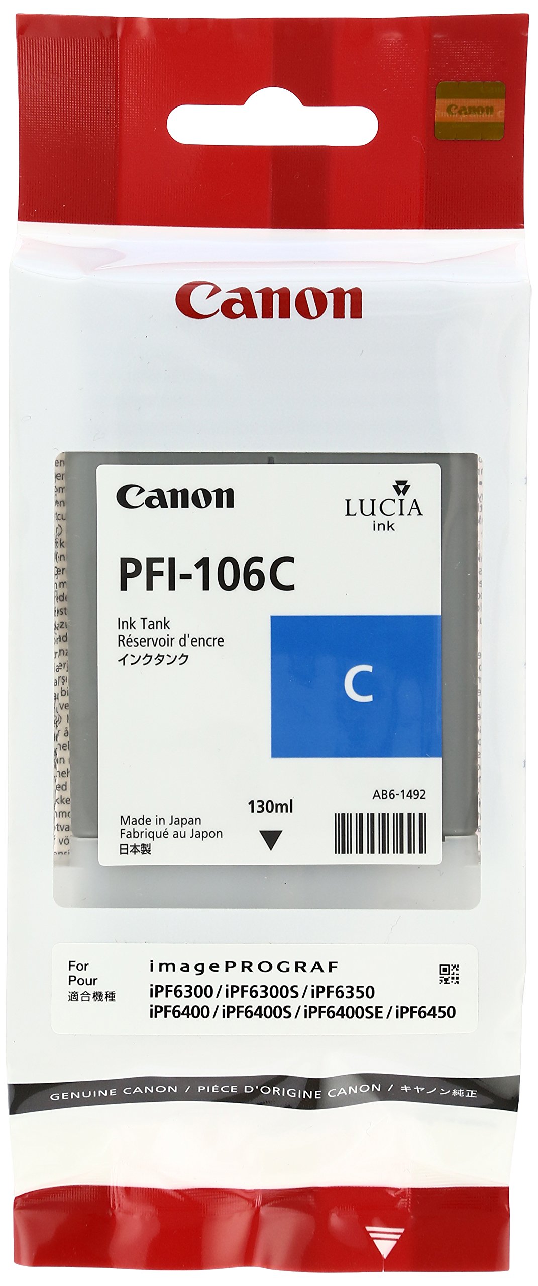 Canon 完全無欠インキ貯蔵タンク シアン PFI-106C 6622B001 インクカートリッジ-プリンター・FAX用インク