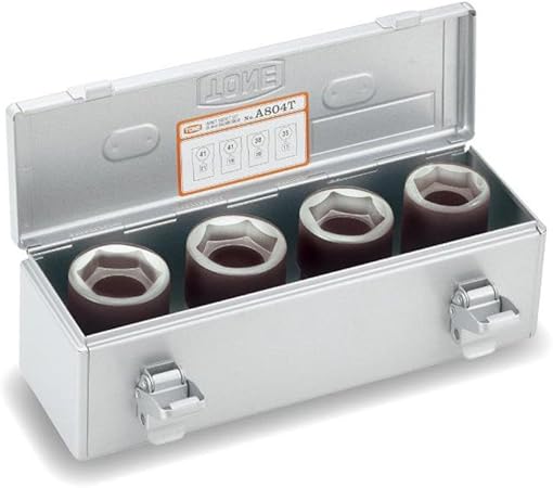 トネ(TONE) ホイルナットコンビソケットセット A804T 差込角25.4粍(1 ) しろがね色 認知的内容4点