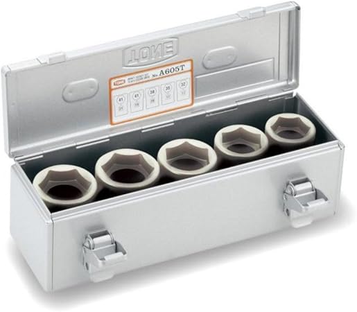 トネ(TONE) ホイルナットコンビソケットセット A605T 差込角19.0粍(3/4 ) しろがね色 認知的内容5点