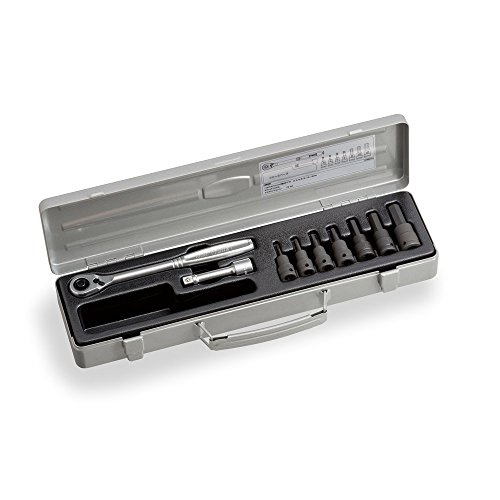 トネ(TONE) ヘキサゴンソケットレンチセット(強力タイプ) KH3072 差込角9.5mm(3/8 ) シルバー 内容9点