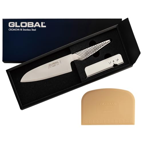 GST-AS201/SP GLOBAL グローバル 三徳 14cm 2点セット スクレーパー付 オールステンレス 包丁 日本製