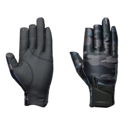 シマノ(SHIMANO) 03 タイタニューム アルファ グローブ 3本カット セミロング GL-055Y ブラックマルチカモ XL