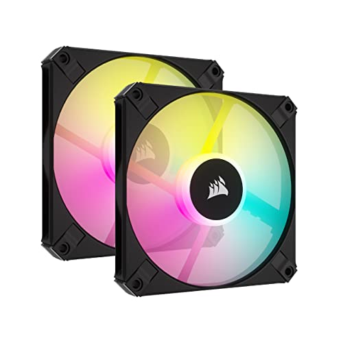 CORSAIR AF SLIM シリーズ、AF120 RGB SLIM、120mmx15mm 流体動圧 RGB ファン ブラック ２個入 Lighting Node CORE付属 CO-9050163-WW