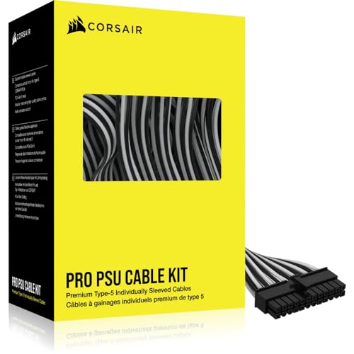 CORSAIR Premium Individually Sleeved DC Cable Proキット Type 5 第5世代 ブラック/ホワイト CP-8920294