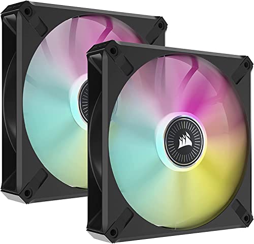 CORSAIR ML140 RGB ELITE、AirGuide 付き添い人 140粍 磁気浮かびあがる式 RGB 気違い、2 容器に並べる(Lighting Node CORE 属する) CO-9050115-WW