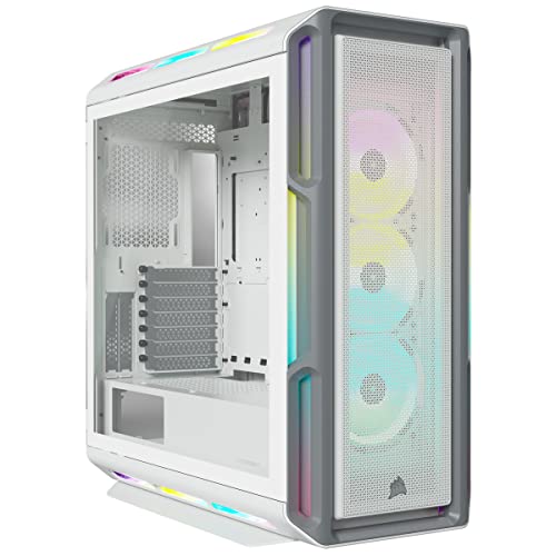 CORSAIR iCUE 5000T RGB 強化因子硝子製 ミッドタワー パウダーコンパクト ATX パソコン容れもの 白いこと CC-9011231-WW