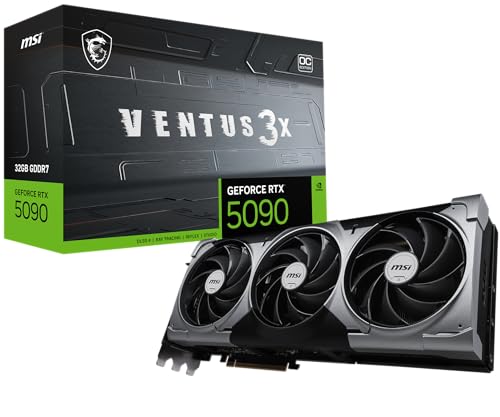 MSI Gaming RTX 5090 32G Ventus 3X OCグラフィクス歌留多 (32GB GDDR7、512ビット、窮まりの演技:2452MHz、DisplayPort x3 2.1a、HDMI 2.1b、NVIDIA Blac