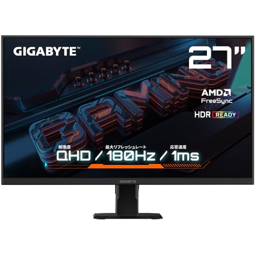 GIGABYTE ゲーミングモニター 27インチ SS IPS QHD 平面モニター 180Hz 1ms HDR対応 GS27QA