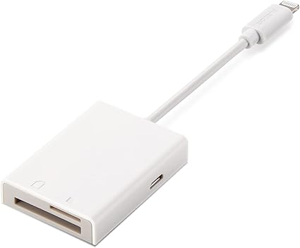 エレコム 歌留多愛読者 Lightning繋ぎ繋ぎ合わせる  Made for iPhone/iPad手に入れる  Type-Cアダプター付 SD+microSD相応う Mac Windows相応う 有線テレビ長7糎 白いこと MR-LC201WH