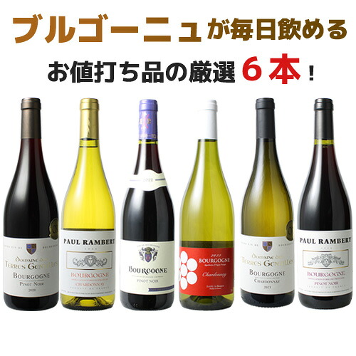 【送料無料】ワインセット ブルゴーニュ 6本 セット ピノ・ノワール 赤ワイン 白ワイン お値打ちブルゴーニュ 家飲み 御祝 お中元 ギフト 誕生日 結婚祝い パーティー 第73弾｜ワインショップ ドラジェ
