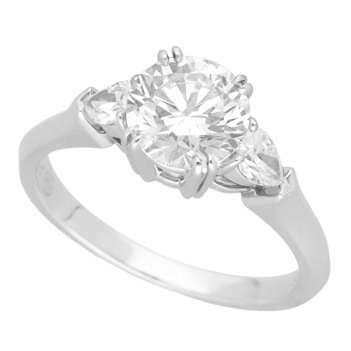 HARRY WINSTON ハリーウィンストン ダイヤモンド(1.15ct F-VS1-3Ex)ラウンド クラシック ペアシェイプ リング PT950 プラチナ 日本サイズ約9号 #49 HW GIA鑑定書【送料無料】指輪【中古】24120302｜麻布十番タマリヤ質店店