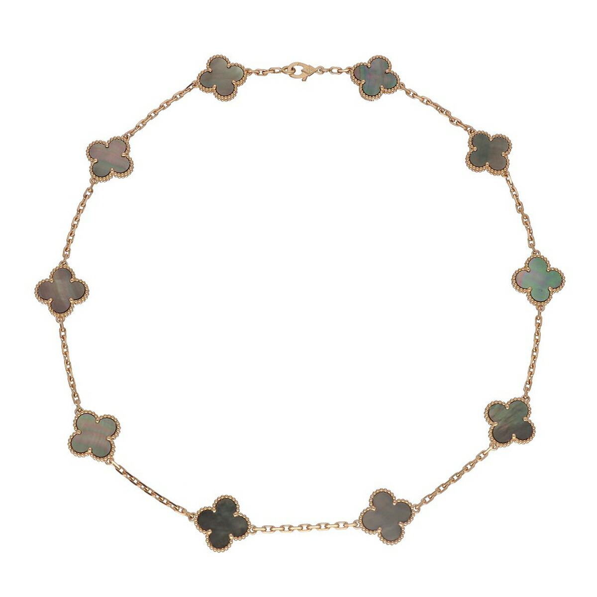 VanCleef&Arpels ヴァンクリーフ＆アーペル ヴィンテージ アルハンブラ 10モチーフ ネックレス 42cm グレーマザーオブパール 750 K18 RG ローズゴールド VCARP3RX00【送料無料】【代引き手数料無料】PG【中古】TMR2410030002