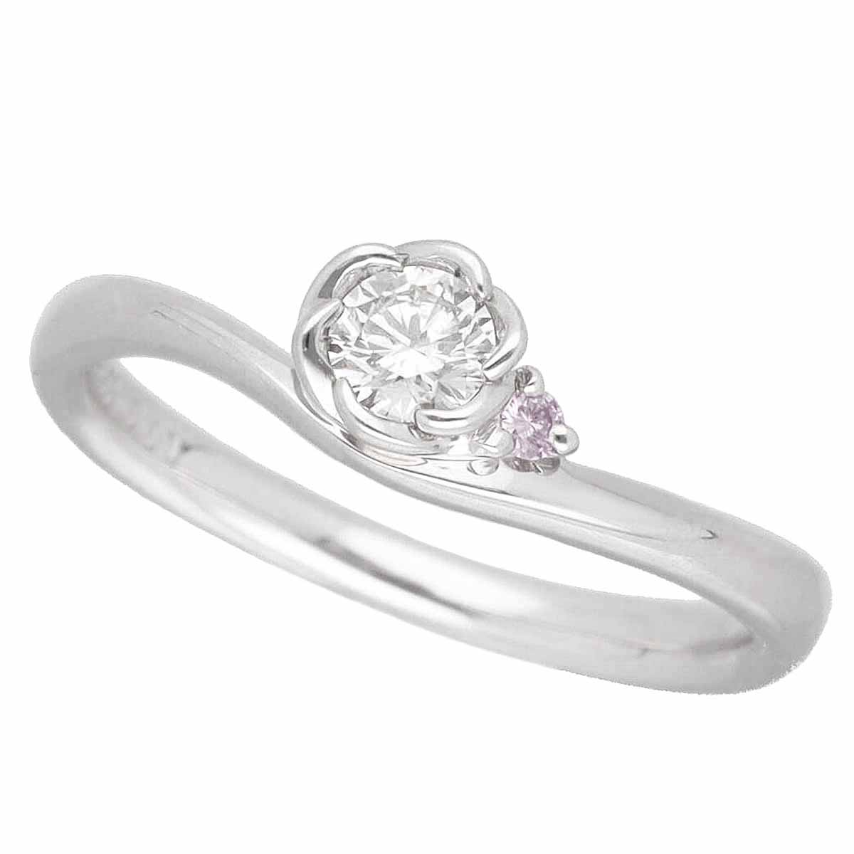 TRECENTI トレセンテ チェリーブロッサム ダイヤモンド(0.19ct)ピンクダイヤモンド(0.01ct) リング Pt950 プラチナ 日本サイズ約9号 #49 フローラ 【送料無料】【代引き手数料無料】指輪【中古】210121203