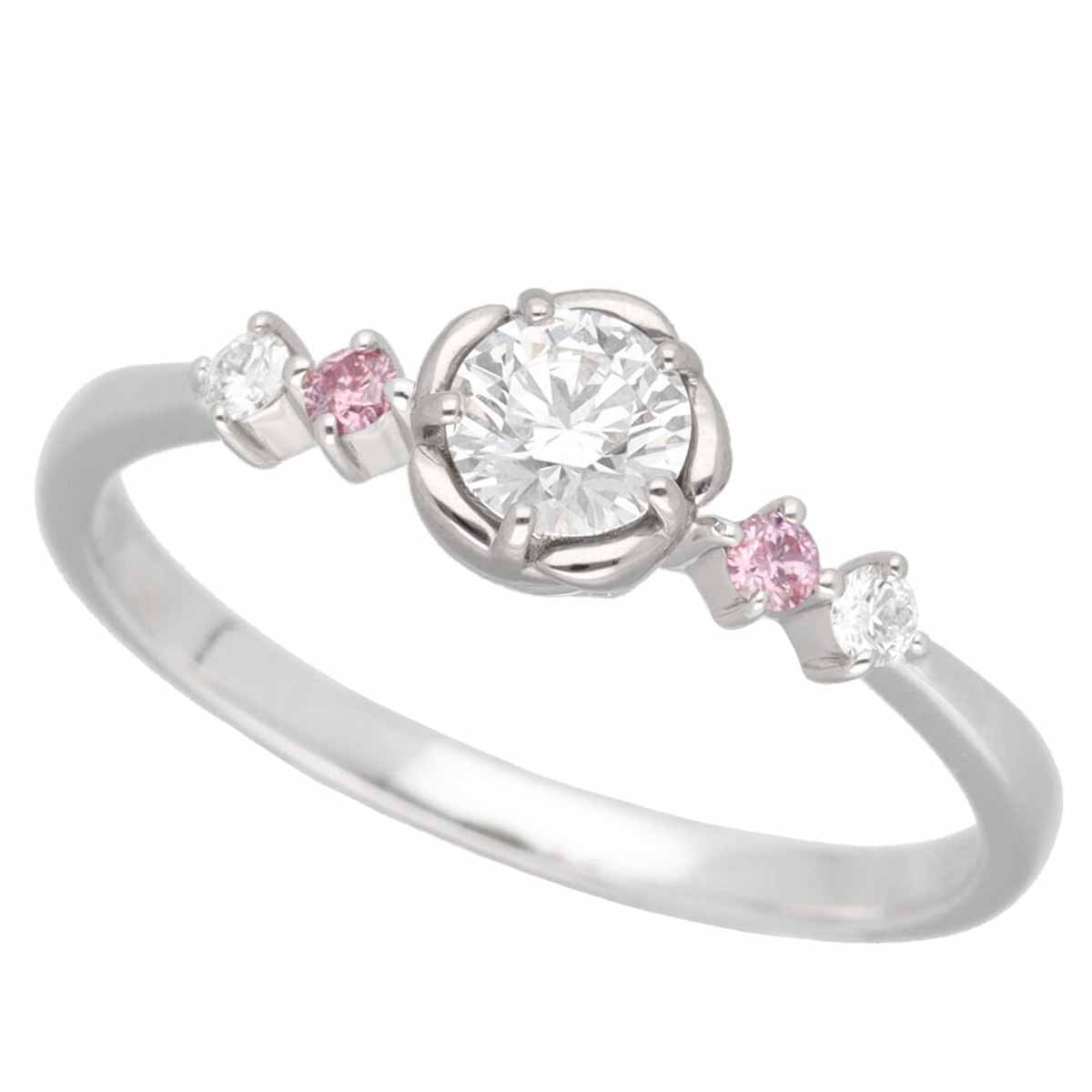 ハートアンドキューピットエクセレントカット ダイヤモンド(0.276ct E-VVS1-3Ex) ピンクダイヤモンド(0.08ct)リング Pt900 プラチナ 日本サイズ約12号 鑑定書/鑑別書【送料無料】【代引き手数料無料】指輪【中古】23450803