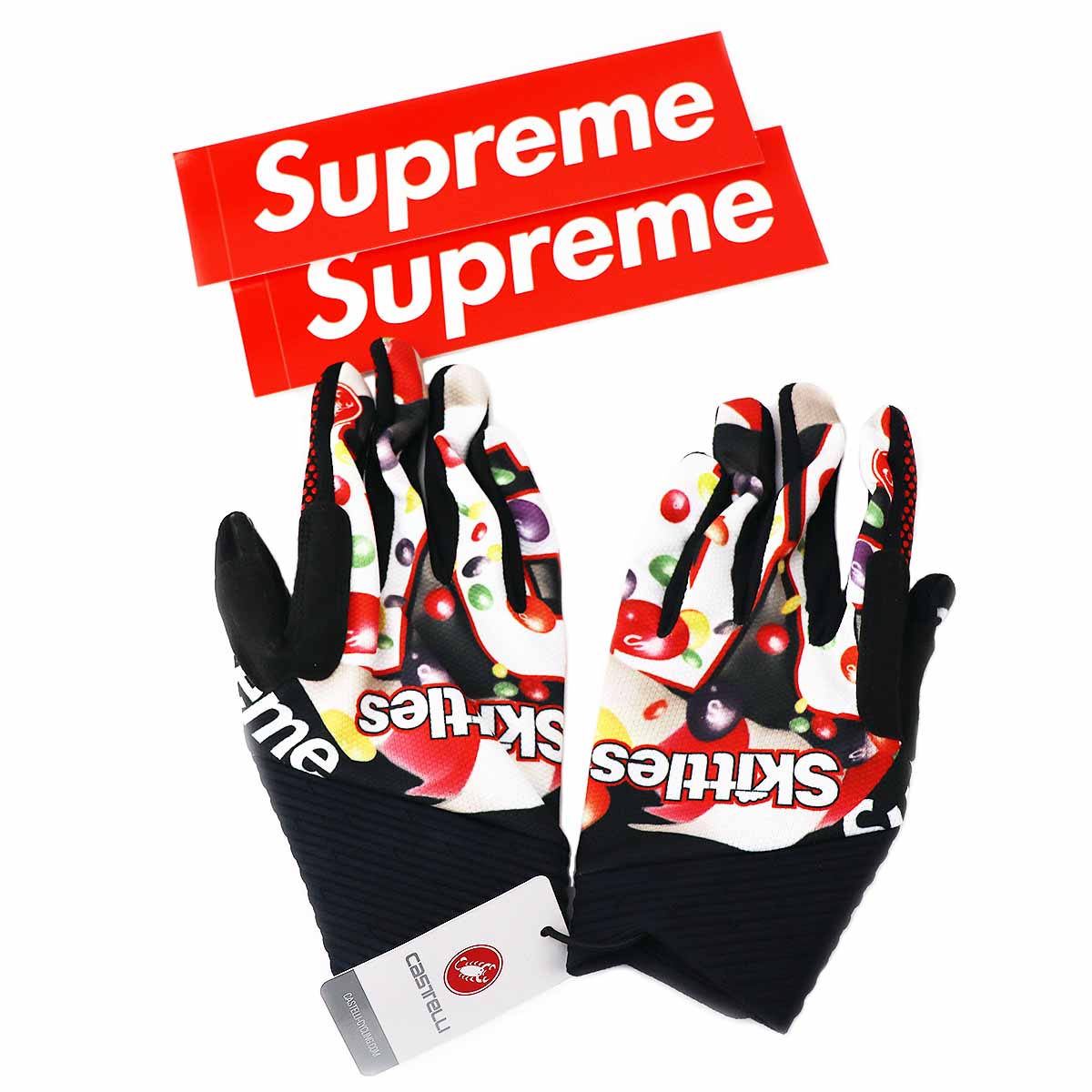 Supreme - 2021SS Supreme シュプリーム Skittles Castelli Cycling Gloves スキットルズカステッリサイクリンググローブ スモール ホワイト ベトナム製【送料無料】国内正規品 ステッカー 21871105 Supreme-Skittles-Castelli-