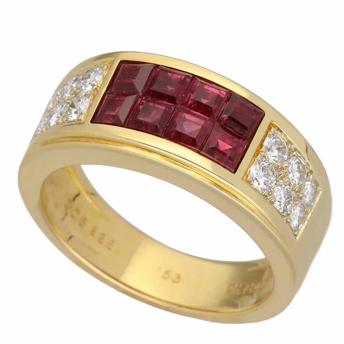 Cartier カルティエ ディアボロ ダイヤ インビジブルセッティング ルビー リング 750 K18 YG イエローゴールド 日本サイズ約13号 ♯53【送料無料】ミステリー【代引き手数料無料】 指輪【中古】30490605