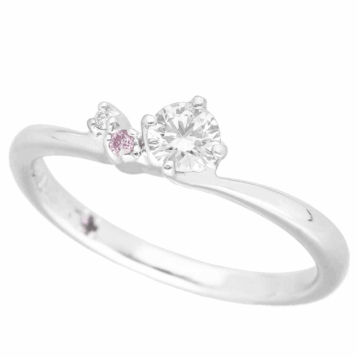 ダイヤモンド(0.160ct F-VS1-Ex) サイドホワイトダイヤモンド/ピンクダイヤモンド(0.013ct) リング Pt950 プラチナ 日本サイズ約7号 #47 鑑定書【送料無料】【代引き手数料無料】指輪【中古】22500706